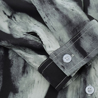 Benutzer definierte Brusttasche runden Boden Langarm Allover volle Tinte Malerei Druck Button-up Herren hemden
