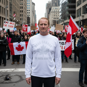 Camiseta de manga larga con estampado político de protesta: Dear Canada We Hate Him Too - Product Image 3