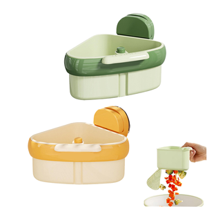 Nouveau 2025 – Panier égouttoir d'angle triangulaire écologique réutilisable à ventouse, avec passoire en <span class=keywords><strong>plastique</strong></span> détachable et vidange à une touche - Product Image 1