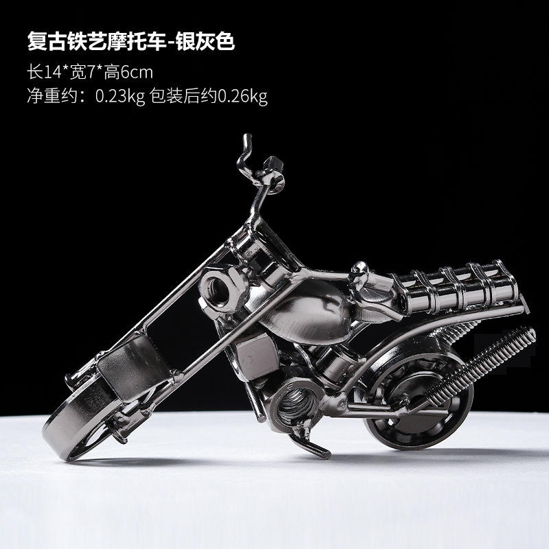 Moto vintage en fer - gris argenté