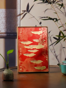 Nouveaux ornements artistiques en laiton et bois de style chinois avec motif neuf poissons, tableaux décoratifs pour la maison et cadeaux - Product Image 2