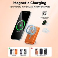 Batterie externe magnétique sans fil 10000 mAh avec support métallique, écran numérique, câbles Type-C intégrés, charge rapide 20W