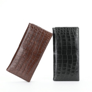 Cartera Larga de Cuero de Cocodrilo para Hombre, Clip para Traje de Negocios, Tarjetero, Billetera Casual de Cuero, Auténtico Cuero de Vientre de Cocodrilo - Product Image 1