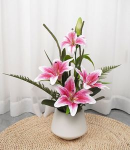 Oh Arts, fleurs artificielles de lys de 24 pouces, pots, jardinières, lys décoratifs, vase en céramique - Product Image 3