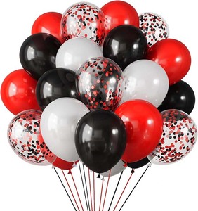 Kit de ballons en latex brillant rouge, noir et blanc, 60 pièces, 12 pouces, décorations de fête avec confettis pour anniversaire, remise de diplôme, <span class=keywords><strong>Stranger</strong></span> <span class=keywords><strong>Things</strong></span> - Product Image 2