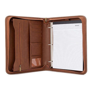 Customized Portfolio Embossing Logo 3 <strong>Ring</strong> <strong>Binder</strong> PU Leather A4 Zippered Compendium <strong>Folders</strong> Office <strong>Folders</strong> - Product Image 2