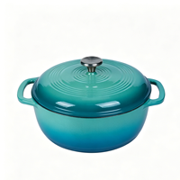 Cocotte en fonte émaillée bleu clair 6 QT, ustensile de cuisson tout-en-un pour cuisinière, four et induction