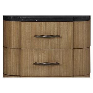 Comodino a 2 cassetti con piano in pietra e base in legno, mobile moderno per camera da letto - Product Image 4