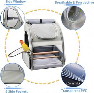 Free Sample <b>Bird</b> Carrier Backpack -Pet <b>Travel</b> <b>Cage</b> with Upgraded Tray and Standing Perches Breathable & Portable for Small - Product Image 5