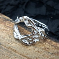 VAF *WOW* Bague en acier inoxydable en forme d'œil creux avec liquide