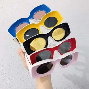 Custom logo rectangle Candy Color Women Shades Pc Frames Party Sun Glasses Sunglasses Female Retro Hip Hop Shades Pink