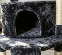 Arbre à chat tout-en-un avec maison cachette, deux perchoirs, griffoir avant en sisal, plusieurs poteaux en sisal, pour le repos et le tranchage des griffes de votre animal