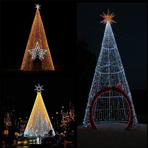 Led Khổng Lồ Ngoài Trời 3d Motif Ánh Sáng Trang Trí Lớn Thắp Sáng Acrylic Giáng Sinh Cây Nón Với Ngôi Sao Santa Sleigh - Product Image 6