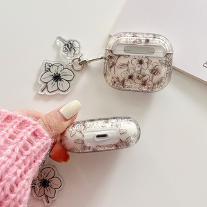 Casing Transparan Earphone Floral Kupu-kupu untuk AirPods 1 2 Pro 3 Penutup Keyring Headphone Casing Pelindung untuk AirPod Pro 2 2nd - Product Image 6