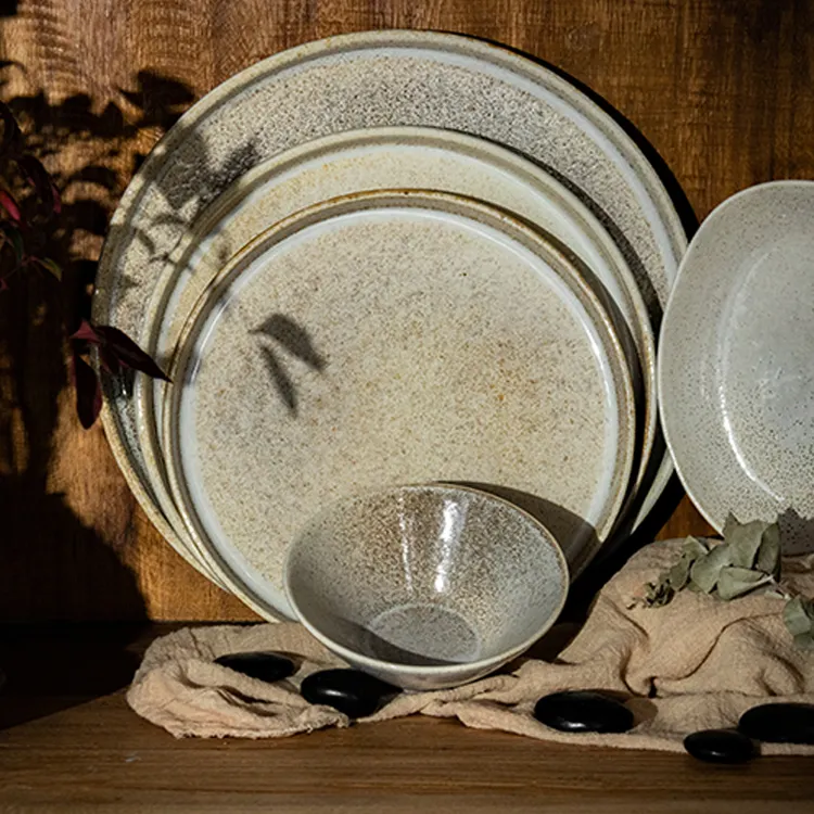 P & T королевская посуда от производителя оптовая продажа глазурованная матовая фарфоровая посуда набор керамических тарелок для стейка набор посуды