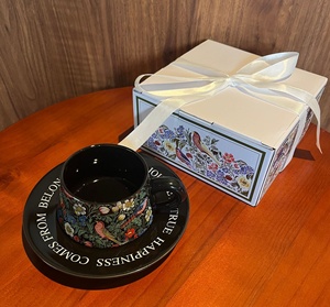 Tazza Sportiva Retrò Unisex della Collaborazione Madou Morris, Regalo Originale per Eventi, Tazza da Caffè Portatile in Porcellana <span class=keywords><strong>Bone</strong></span> <span class=keywords><strong>China</strong></span> 12oz con Piattino, Motivo Floreale e Uccelli - Product Image 6