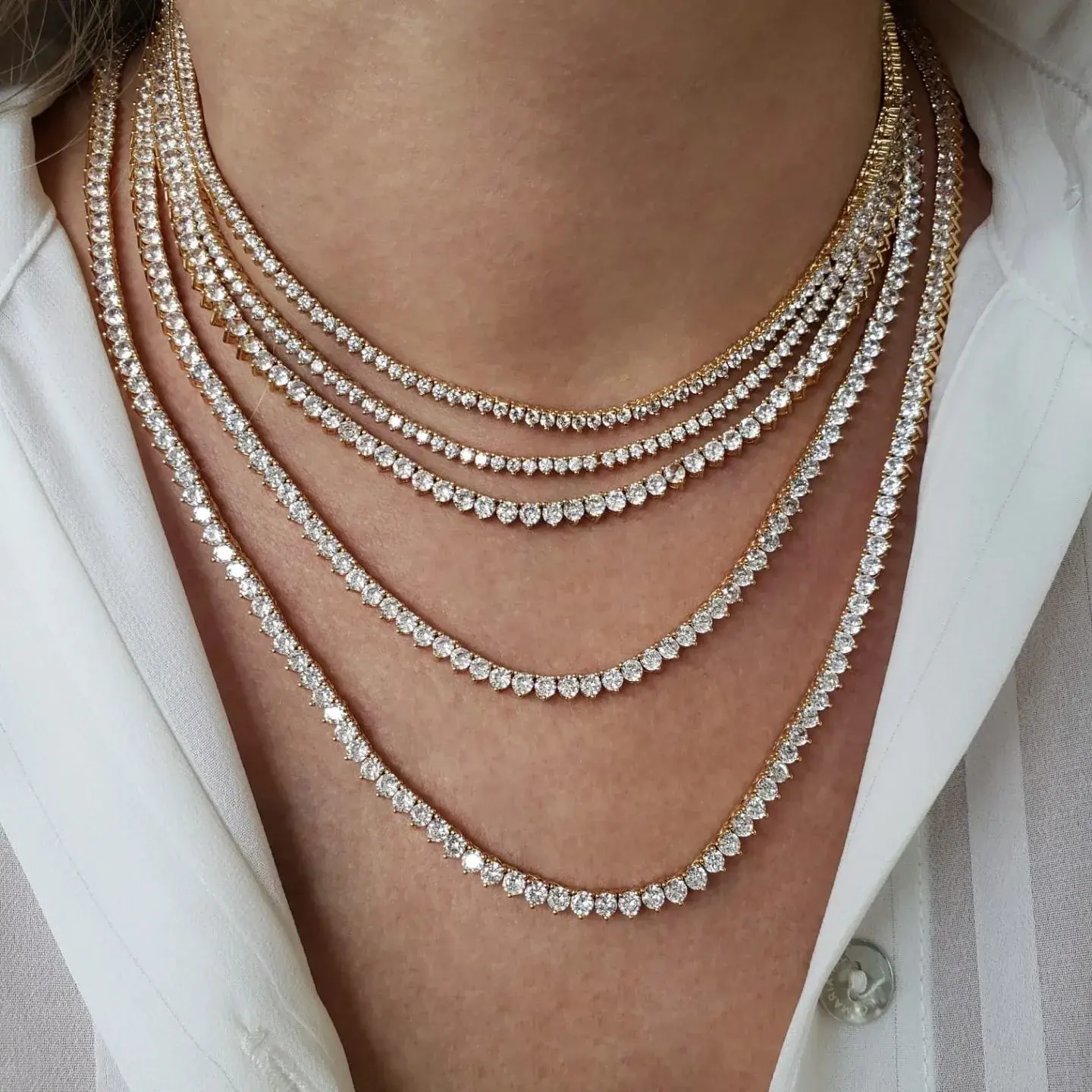 Offre Spéciale collier en diamant plaqué or 18 carats à 3 griffes avec extension collier de chaîne de tennis pour femmes hommes bijoux