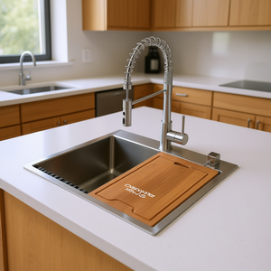 Fregadero de Cocina de Acero Inoxidable de un Solo Tazón, 25x22 Pulgadas, Empotrable/Sobre Encimera, Diseño Moderno, Acabado Cepillado - Product Image 2