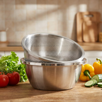 Passoire en acier inoxydable microporeuse, grand saladier pour laver les légumes, les fruits et le riz, et pour égoutter les pâtes cuites
