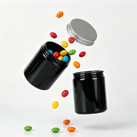 Pot en verre noir anti-UV de 230 ml et 250 ml avec couvercle à vis en aluminium, conteneur en verre à large ouverture pour le stockage de cosmétiques et de compléments alimentaires
