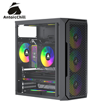 Gabinete de Computadora para Juegos AntarcChill Black Mid Tower ATX, Panel Frontal de Malla, Vidrio Templado, USB 3.0, Alto Flujo de Aire, Chasis de Refrigeración