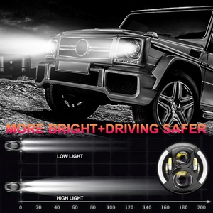 Système d'éclairage de moto tout-terrain Auto Hi-lo avec lentille DRL jaune et blanche, phares LED ronds de 7 pouces pour Jeep Wrangler JK JL - Product Image 6