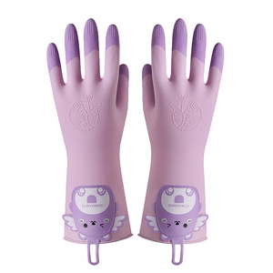 Guantes de Goma Impermeables de Zhejiang para el Verano 2021, Gruesos, de 26 cm, para Lavar Platos y Tareas Domésticas, Diseño de Dos Colores - Product Image 1