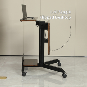 Ada Modern Design Metal Standing <strong>Flipper</strong> <strong>Desk</strong> Pneumatic Height Adjustable Training Table Wheels Durable Home Office Dining - Product Image 3
