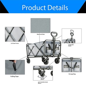 Chariot pliable robuste pour le camping, chariot de transport extérieur, chariot de plage, chariot de voyage pliable - Product Image 5