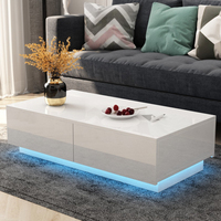 Meuble de table basse en bois carré moderne, nouveau modèle créatif, design moderne, couleur blanche, éclairage LED, côté, table de thé