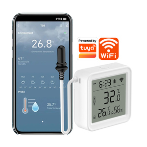 Capteur de température et d'humidité Tuya WiFi/Ethernet avec sonde externe, hygromètre intelligent pour la maison, écran TFT, surveillance par application, plantes, aquarium - Product Image 1