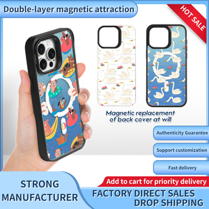 Dễ thương thiết kế động vật đôi trở lại tấm có thể thay thế uv-có thể in điện thoại thông minh bao gồm cho <span class=keywords><strong>iPhone</strong></span> 16 nam châm mạnh mẽ điện thoại di động trường hợp - Product Image 5