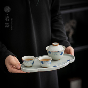 Retro Blue And White Porcelain Kung Fu <b>Tea</b> <b>Set</b> With Lid Small Ceramic Teapot Two <b>Cups</b> <b>Tea</b> Tray For Home Use And Entertaining - Product Image 1