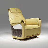 Fauteuil d'appoint en cuir courbé moderne de luxe pour salon, villa, hall d'hôtel, club, ensemble de 2 fauteuils d'appoint, couleur personnalisée