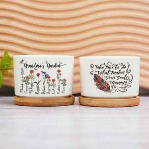 Frascos de Cerámica Blancos para Sublimación de 15 oz, Personalizables, con Tapa de Bambú - Product Image 3