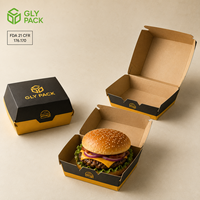 Boîte à burger en carton personnalisée de qualité alimentaire, jetable, pour frites et restauration rapide à emporter en gros pour restaurants