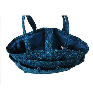 BSCI factory Floral Quilted Cotton <b>Needle</b> crochet yarn holder <b>Bag</b> <b>Knitting</b> <b>Bag</b> Yarn <b>for</b> knit <b>bag</b> Storage Tote (Bule Damaks) - Product Image 5