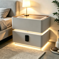 Table de Chevet Intelligente à Coins Arrondis avec Éclairage LED et Serrure Électronique à Code, Personnalisable OEM/ODM, Meuble de Chambre à Coucher