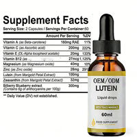 Gouttes oculaires liquides de lutéine pure OEM, soin des yeux, halal, à base de marigold, zeaxanthine, supplément vitaminique, gouttes liquides de lutéine