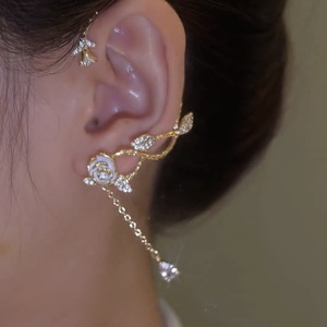 Boucles d'oreilles à Clip <span class=keywords><strong>en</strong></span> émail <span class=keywords><strong>blanc</strong></span> plaqué <span class=keywords><strong>or</strong></span> Rose, Zircon Micro pavé CZ fleur Rose, boucles d'oreilles pour femmes, bijoux - Product Image 4