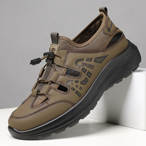 Chaussures de randonnée pour hommes, couleur kaki, avec bande élastique, respirantes, en mesh, pour le sport de plein air, décontractées, pour les voyages - Product Image 1