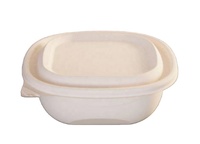 Contenant alimentaire robuste de 300 ml, 128x128x46mm, finition premium, moderne, résistant à la chaleur, de taille moyenne, avec couvercle, biodégradable, jetable, en maïs