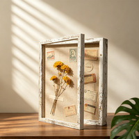 Marco de Fotos Magnético Tridimensional con Cubierta Transparente Abatible, Caja de Exhibición para Especímenes de Flores Secas