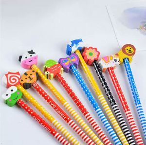 Ensemble de papeterie coloré pour la maternelle et l'école primaire, crayon en bois HB écologique à motif de dessin animé et gomme mignonne - Product Image 3