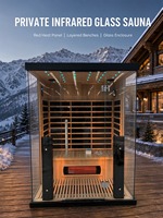 Cabine de sauna infrarouge à vapeur sèche moderne de haute qualité en bois massif pour 2 personnes, électrique 220V, pour appartement ou chambre à coucher