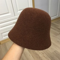 Sombreros de cubo de punto de invierno con logotipo personalizado para mujer, sombrero Fedora para iglesia, boda, señora, Cloche, gorro de punto de lana liso en blanco 100%, gorro cálido