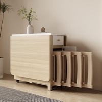 Ensemble de chaises de table mobiles pliables en bois massif de style crème moderne chaises de table à manger multifonctionnelles simples pour un usage domestique