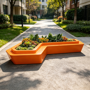 Banco Jardinero de FRP Personalizado con Macetero Integrado, Asiento Público Único para Áreas de Ocio Comunitarias - Product Image 1