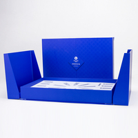 Boîte cadeau en carton bleu à double ouverture avec impression UV sur papier couché personnalisé, boîte magnétique pour coffret de parfum, emballage cosmétique