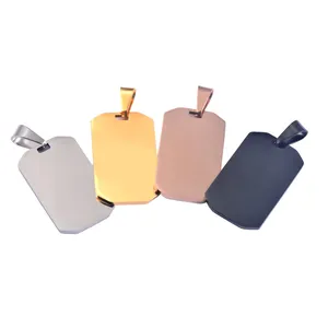 Pendentif personnalisé en acier inoxydable plaqué or 18 carats pour hommes, breloque promotionnelle vierge gravée au laser pour gravure - Product Image 1